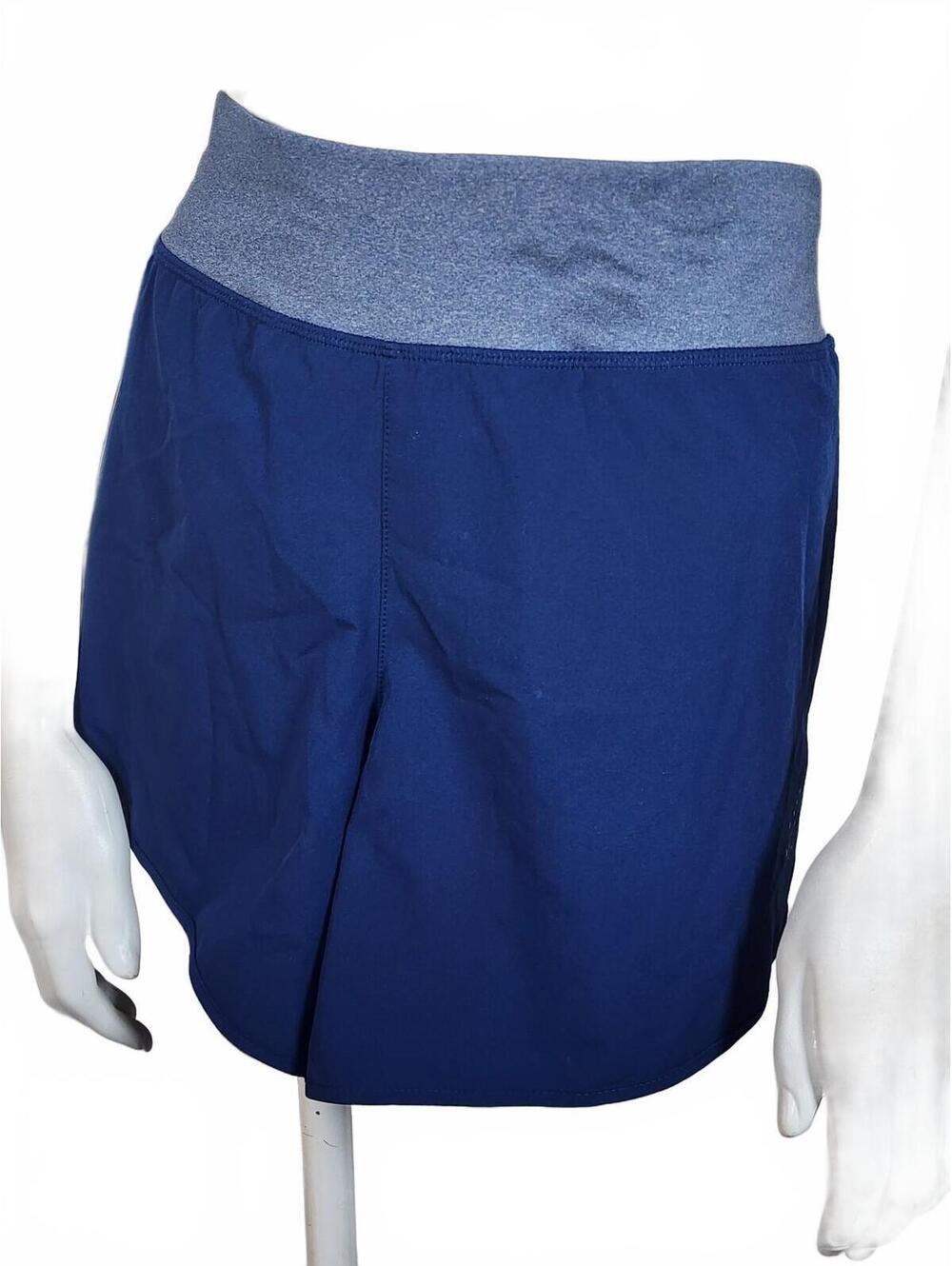 Avia Women's Blue Athletic Shorts with Gray Waistband, Size Large